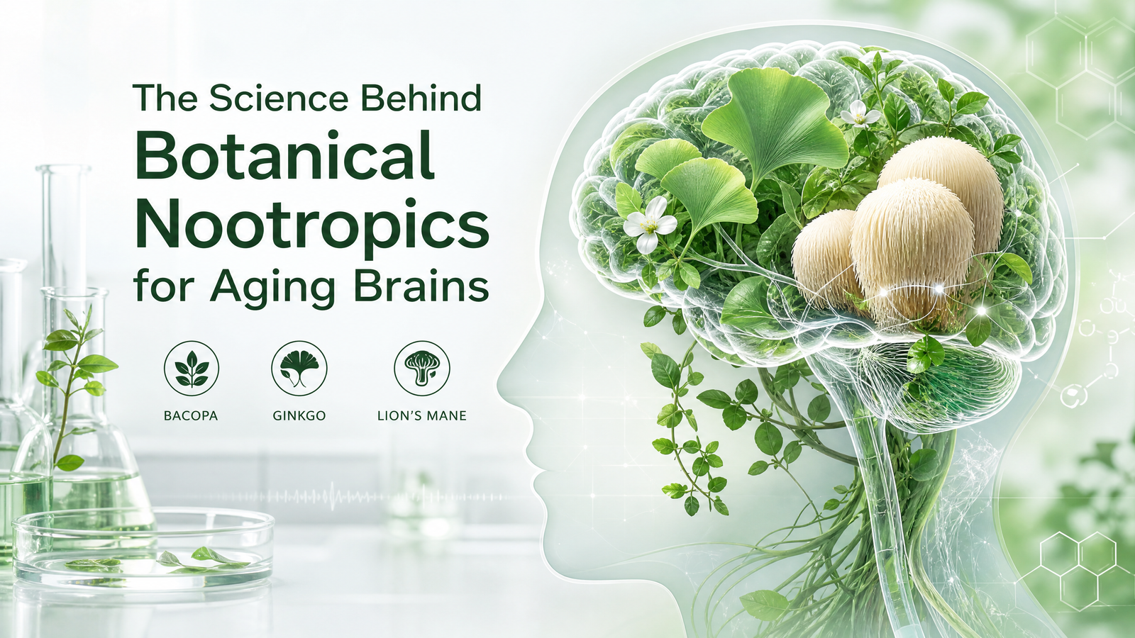 Botanical Nootropics for Aging Brains - Scientific Illustration